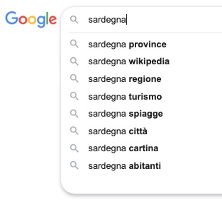 Ricerca su Google suggerimenti per keyword Sardegna